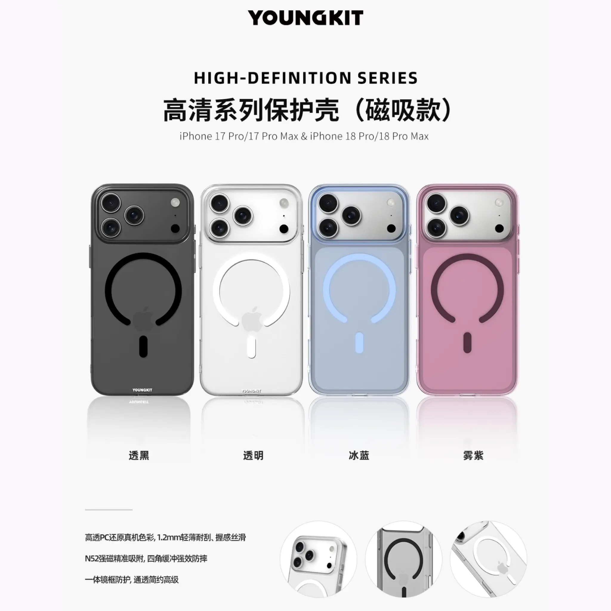 کاور یانگ کیت مدل مگسیف شفاف HD Magnetic